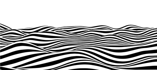 Aufkleber - Black and white abstract wave. Optical illusion. Twisted vector illustration.