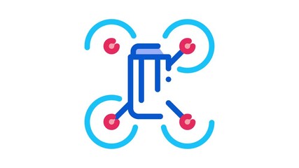 Poster - drone flying toy Icon Animation. color drone flying toy animated icon on white background