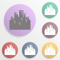 Poster - Cityscape buildings isolated badge color set icon. Simple glyph, flat vector of web icons for ui and ux, website or mobile application