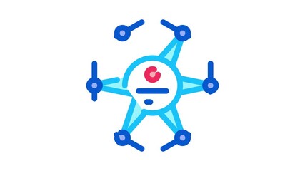 Poster - drone electronic air toy Icon Animation. color drone electronic air toy animated icon on white background