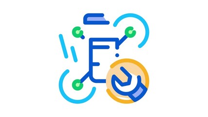 Poster - drone repair Icon Animation. color drone repair animated icon on white background