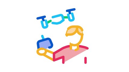 Poster - drone man with remote control Icon Animation. color drone man with remote control animated icon on white background