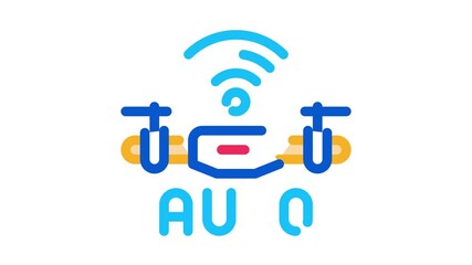 Poster - drone auto return home Icon Animation. color drone auto return home animated icon on white background