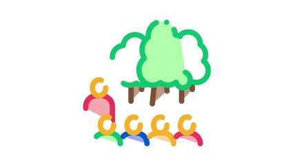 Sticker - people visit forest Icon Animation. color people visit forest animated icon on white background