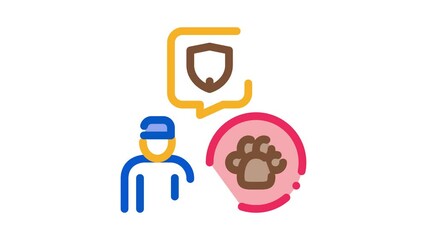 Sticker - animal defender protector Icon Animation. color animal defender protector animated icon on white background