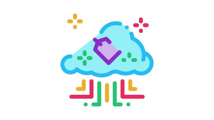 Poster - label in internet cloud Icon Animation. color label in internet cloud animated icon on white background