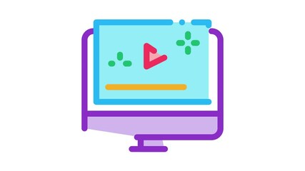 Poster - video player computer screen Icon Animation. color video player computer screen animated icon on white background
