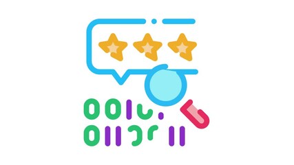 Poster - binary code research and assessment Icon Animation. color binary code research and assessment animated icon on white background