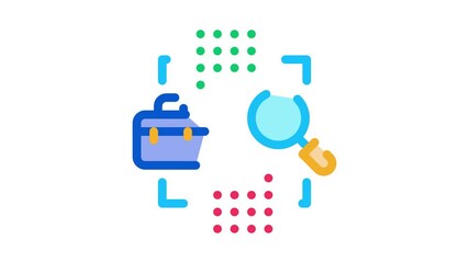 Aufkleber - business case research Icon Animation. color business case research animated icon on white background