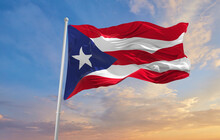 Large Puerto Rico Flag Waving In The Wind