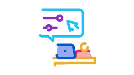 Fototapete - desktop movie maker Icon Animation. color desktop movie maker animated icon on white background