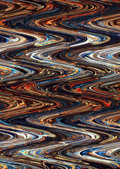 Poster - Blue red orange white digital marbling texture. Abstract marbled triangular backdrop. Liquid paint abstraction. Holographic marbling texture. Trendy surface design