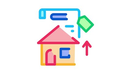 Poster - investment in house Icon Animation. color investment in house animated icon on white background