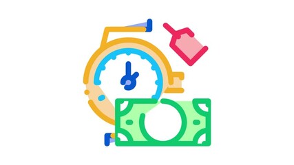 Wall Mural - hand over wristwatch for money to pawnshop Icon Animation. color hand over wristwatch for money to pawnshop animated icon on white background