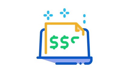 Aufkleber - cash documents in computer version Icon Animation. color cash documents in computer version animated icon on white background