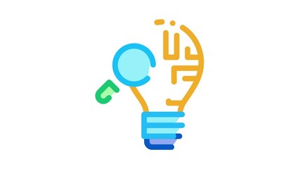 Aufkleber - brain savvy research Icon Animation. color brain savvy research animated icon on white background