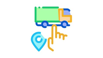 Aufkleber - truck geolocation selection icon animation. color truck geolocation selection animated icon on white