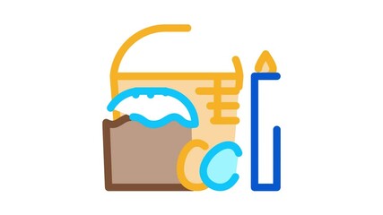 Sticker - consecration of aster and eggs icon  outline illustration