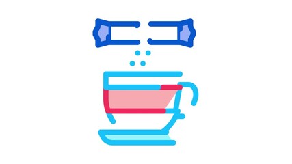 Wall Mural - sprinkle sugar in cup of tea Icon Animation. color sprinkle sugar in cup of tea animated icon on white background