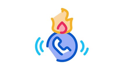 Sticker - help hotline Icon Animation. color help hotline animated icon on white background