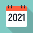 2021 Year Flat Calendar Icon. Vector Illustration EPS10