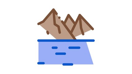 Sticker - raking current river Icon Animation. color raking current river animated icon on white background