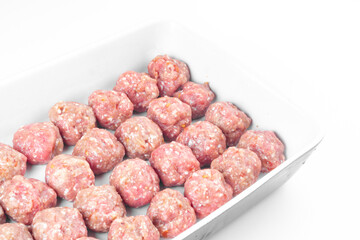 Wall Mural - raw meat balls isolated on white