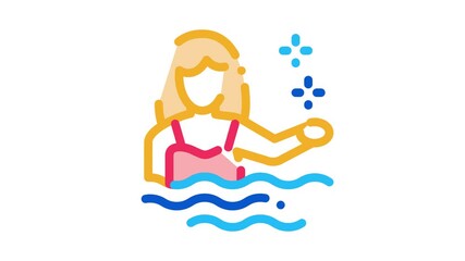 Canvas Print - woman swimmer Icon Animation. color woman swimmer animated icon on white background