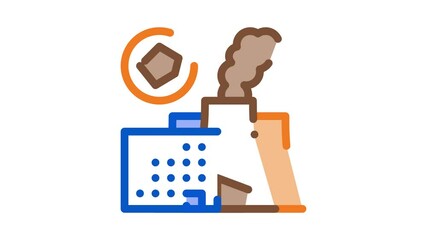 Poster - coal production plant Icon Animation. color coal production plant animated icon on white background