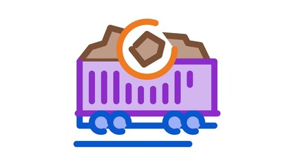 Poster - coal trolley Icon Animation. color coal trolley animated icon on white background