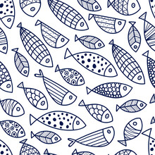 Cute Fish. Kids Background. Seamless Pattern. Can Be Used In Textile Industry, Paper, Background, Scrapbooking.