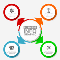 Poster - Business infographic vector template with 4 options, flat design educational diagram for presentation and webinar