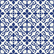Vector ornamental seamless pattern in old ceramic azulejo style. Traditional oriental texture