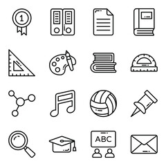 Wall Mural - Education vector icons set, in flat design education, school, Collection of modern pictograms and university with elements for mobile concepts and web apps.