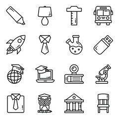 Canvas Print - Education vector icons set, in flat design education, school, Collection of modern pictograms and university with elements for mobile concepts and web apps.