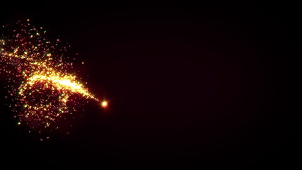 Wall Mural - golden glitter flight with sparkling light. shining christmas particles background