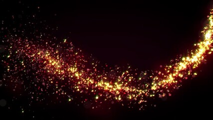 Wall Mural - golden glitter flight with sparkling light. shining christmas particles intro