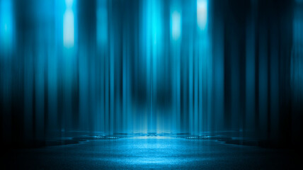 Wall Mural - light effect, blurred background. wet asphalt, night view of the city, neon reflections on the concr