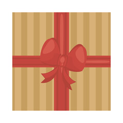 Poster - happy merry christmas beige gift and red bow