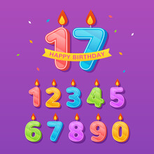 Decorative Colorful Birthday Number Text