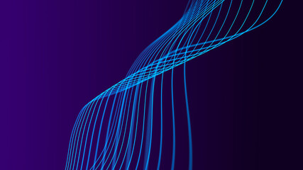Fototapete - Abstract wave of sound particles. Equalizer for music. Signal transmission. 3d rendering.