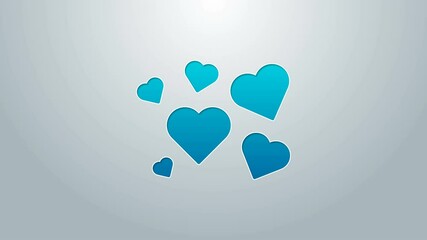 Poster - Blue line Heart icon isolated on grey background. Romantic symbol linked, join, passion and wedding. Valentine day symbol. 4K Video motion graphic animation