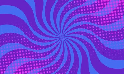 Poster - swirling burst blue comic background with pink halftone dots