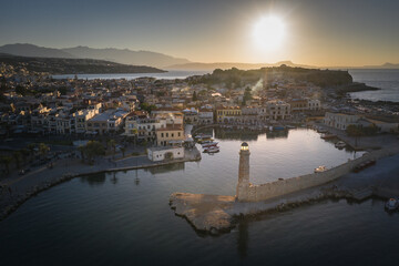 Poster - Rethymno city at Crete island in Greece. The old venetian harbor.