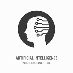 Aufkleber - artificial intelligence icon. symbol of machine learning, innovation, brainstorm, idea. vector illus