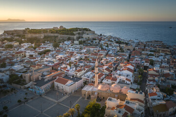 Canvas Print - Rethymno city at Crete island in Greece. The old venetian harbor.