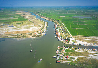 Wall Mural - Aerial View of delta of the river Axios, in northern Greece