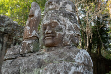 Statue With Four Heads Outside Ankor Thom Temple