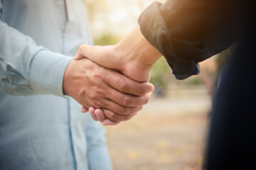 Shake hand close up concept business partner community friend people