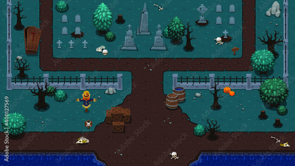 Graveyard top down game tileset Stock Vector | Adobe Stock